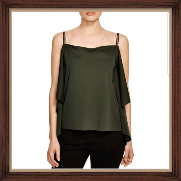 Elie Tahari Tops - Elie Tahari Forest Green Thin Strap Draped Blouse